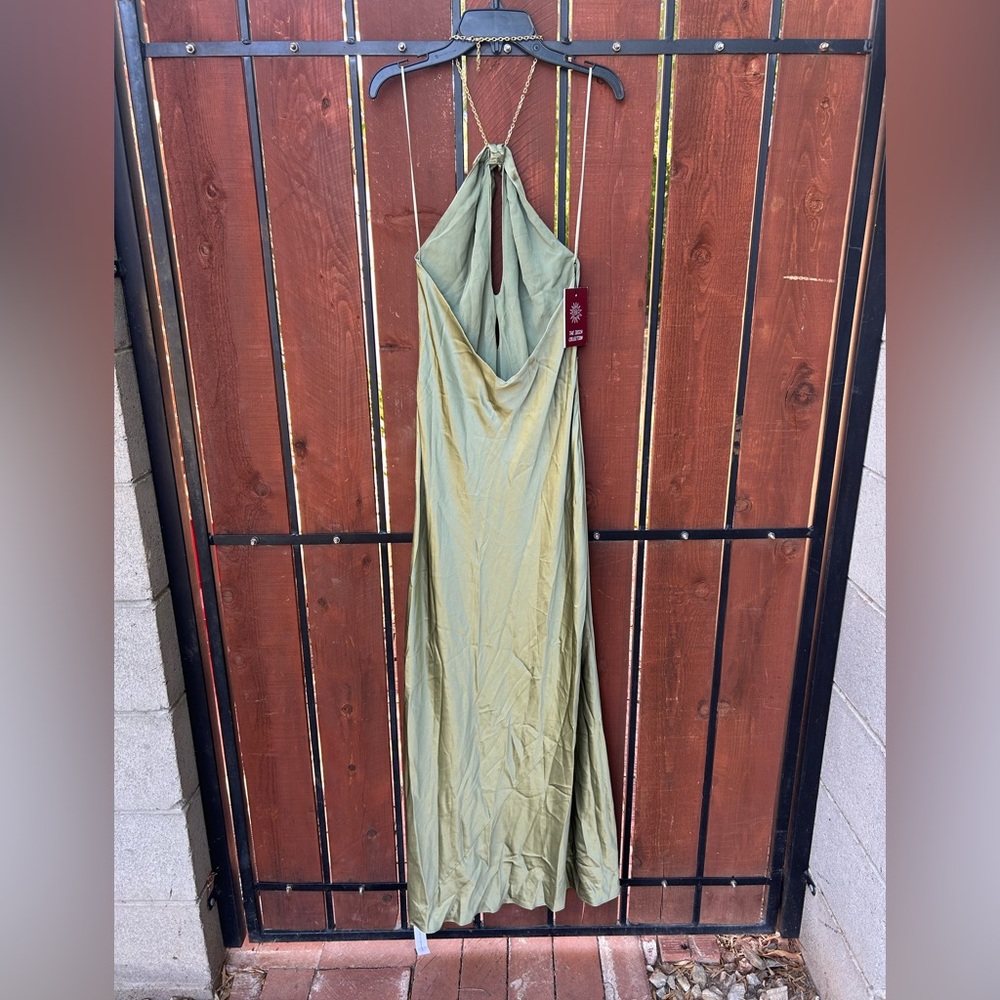 NEW Reformation Yesenia Silk Dress size M in Artichoke - Picture 4 of 14